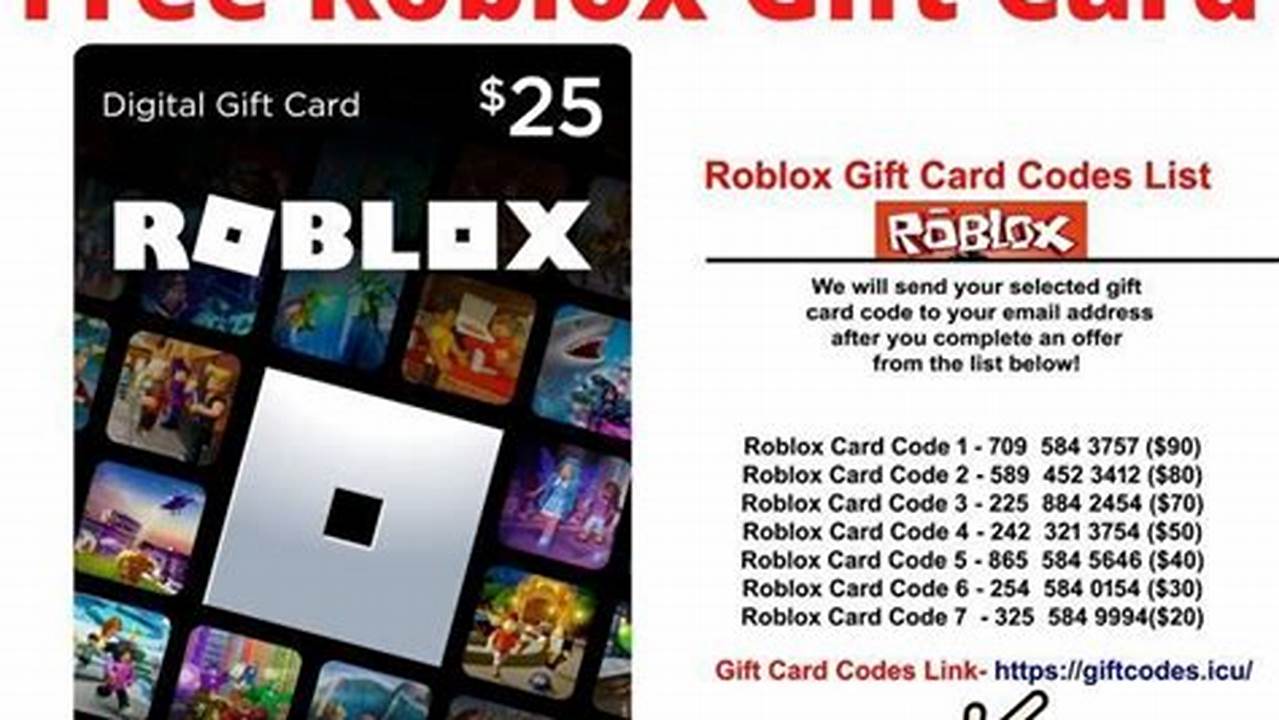 Robux Gift Card Codes 2024 Online