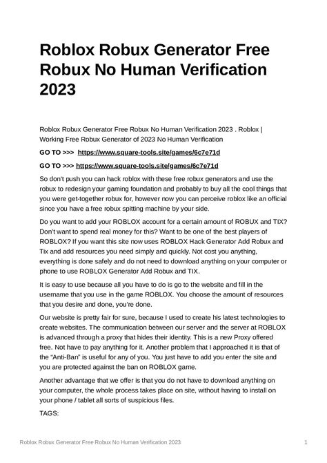 Robux Generator No Verification 2023