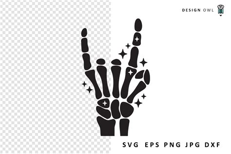 Unleash Your Inner Rockstar with Rock Skeleton Hand SVG: The Ultimate Symbol of Rebellion and Power!