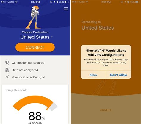 Rocket VPN iPhone App