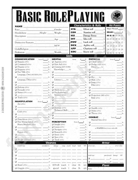 Roleplay Character Sheet Template