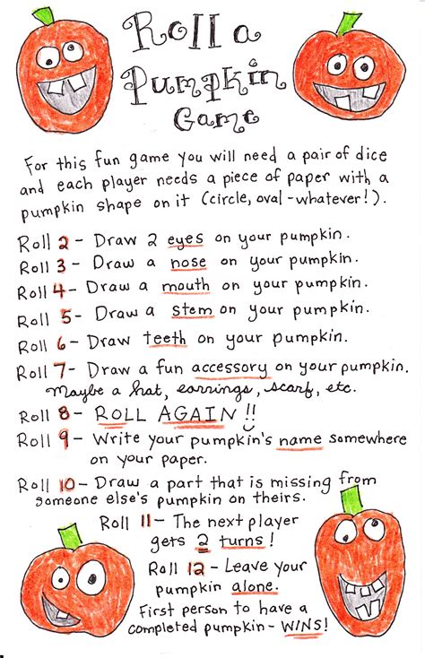 Roll A Pumpkin Game Printable