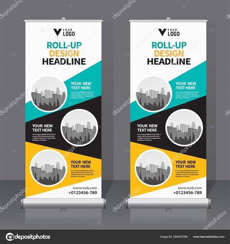 Roll Banner Design Template Vertical Abstract Background Within