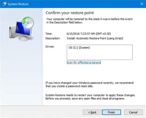 Rollback To a System Restore Point