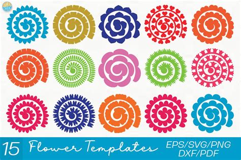 Download Rolled Flower Paper Template SVG. Files DXF Files