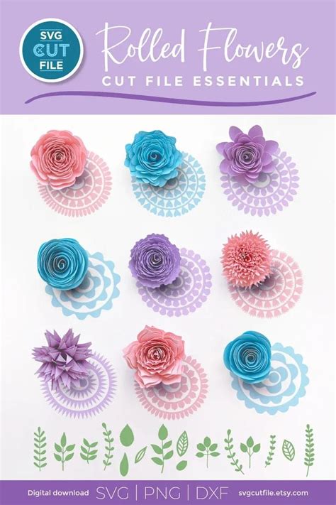 Download Rolled Paper Flower Bundle DXF Files
