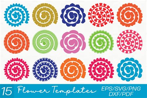 Download Rolled Paper Flower Templates SVG Cut Crafts