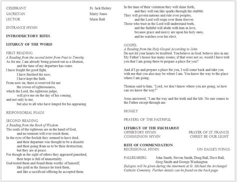 Roman Catholic Funeral Mass Program Template