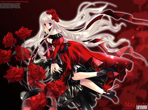 Romantic Anime Girl with Red Roses