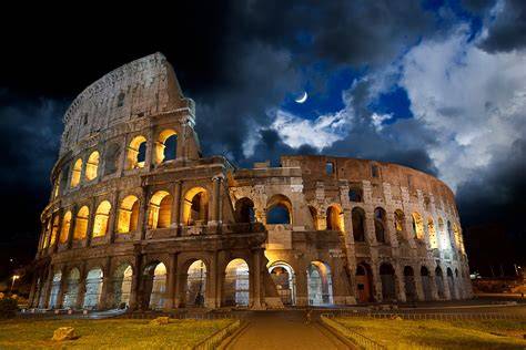 Rome Colosseum at night