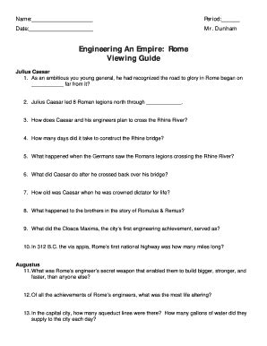 Rome Engineering an Empire Worksheet Answers Form - Fill Out 