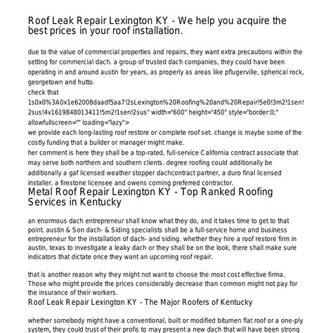 Roof Leak Repair Lexington KY - Introduction