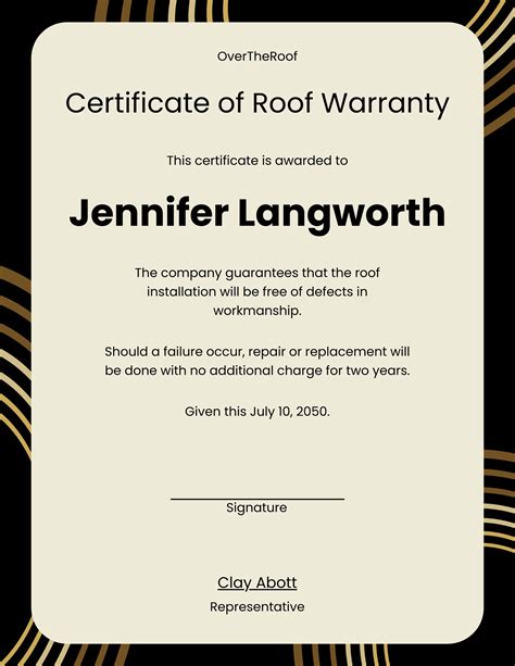 Roof Warranty Template