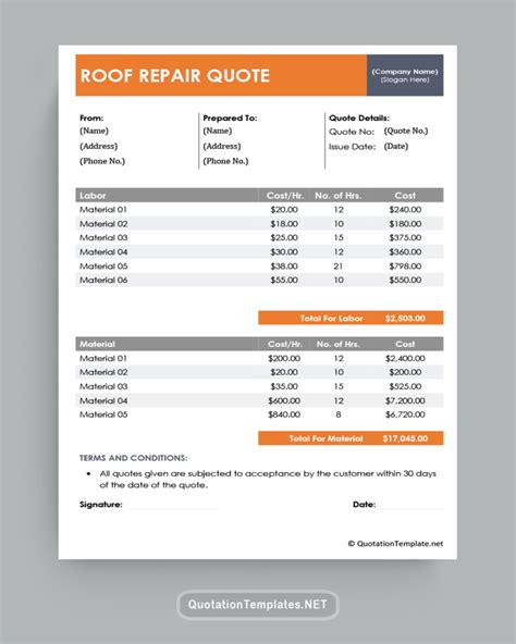 Roofing Quote Template