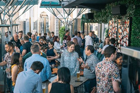 Rooftop bar crowd