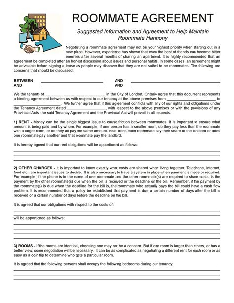 Roommate Agreement Template Word Doc