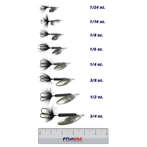 Rooster Tail Lure Size Chart