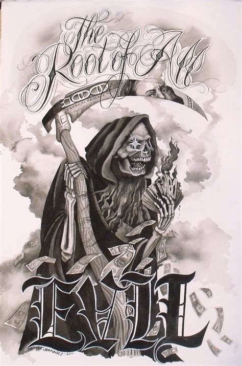 Root Of All Evil Tattoo Designs