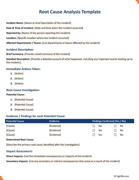 Root Cause Analysis Template Word | Template Business Format