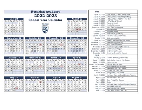 Rosarian Academy Calendar