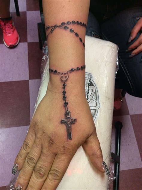 Love this delicate rosary tattoo Rosary bead tattoo