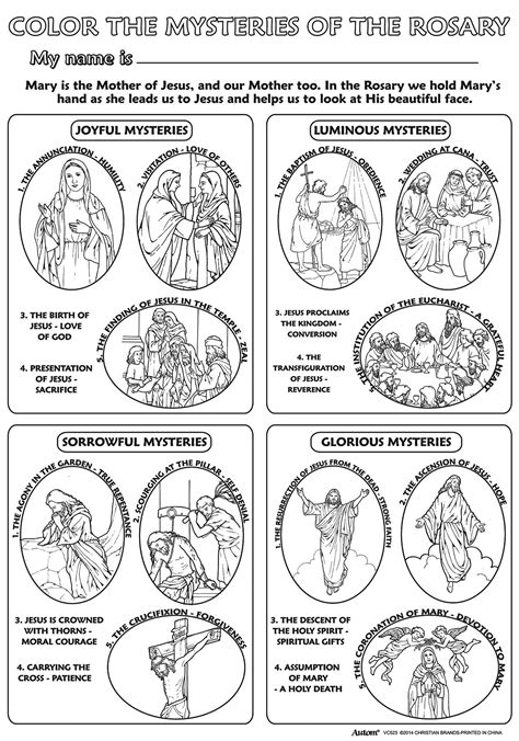 Rosary Mysteries Printable