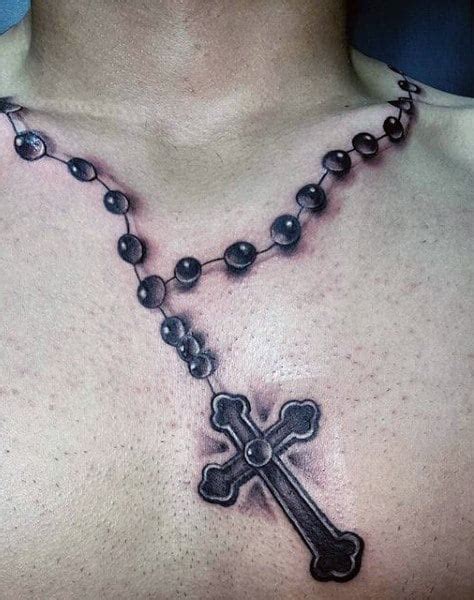 47 Superb Rosary Tattoos On Neck