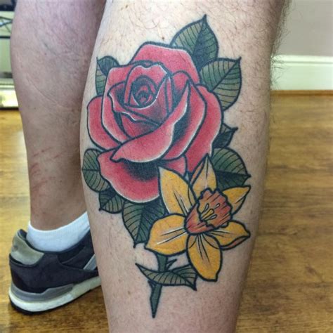 — A rose and a daffodil on my left foot