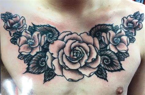 kathrynyates Rose chest tattoo, Chest tattoos for women