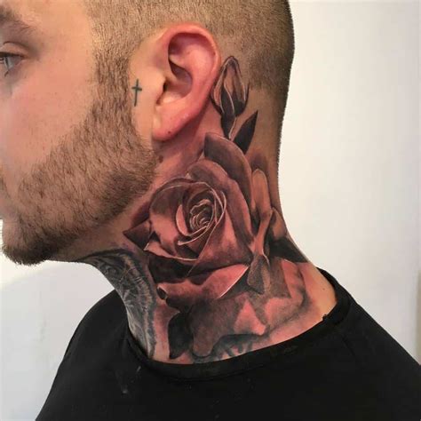 Neck Rose in Vibrant Pink Best tattoo design ideas