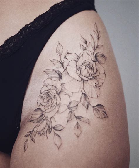 Rose Tattoo Hip ️ White rose tattoos, Hip tattoo, Rose