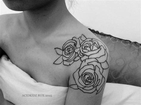 Rose tattoo outline on shoulder Tattoos, Rose tattoo