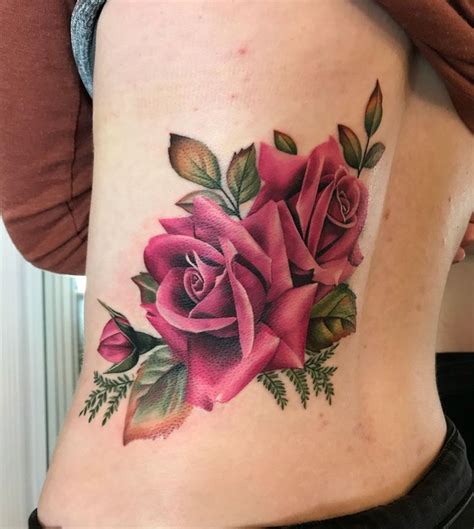 Roses Side Tattoo, Black & Grey