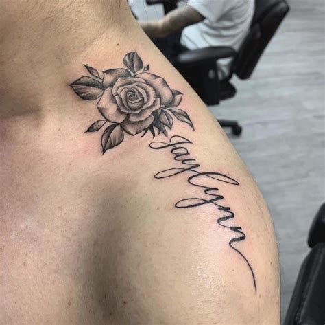 Rose Stem Name Tattoo in 2020 Rose tattoos for women