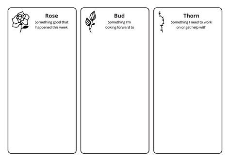 Rose Bud Thorn Worksheet