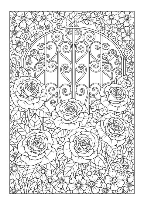 Rose Garden Coloring Page