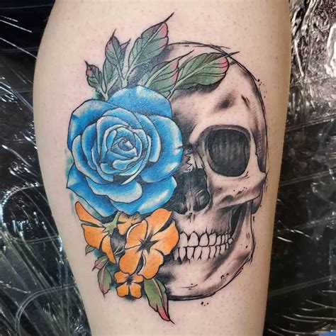 Skull & Rose Merged Together Best tattoo design ideas