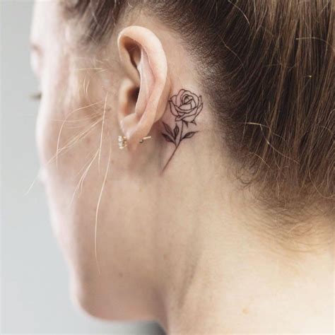 Rose Tattoo Behind Ear