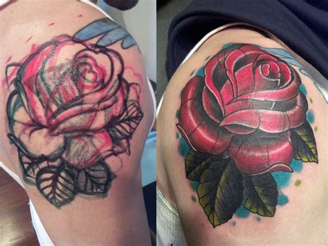 Realistic purple roses cover up tattoo Rose tattoos for