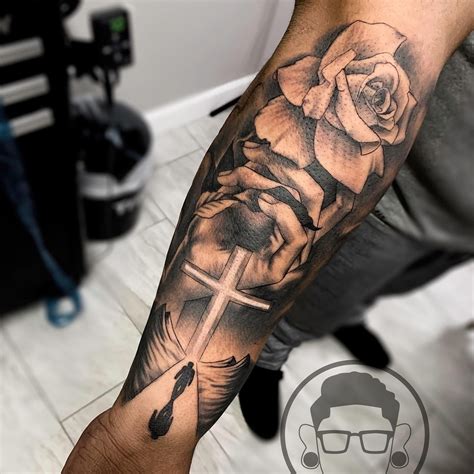 Rose Tattoo With Cross