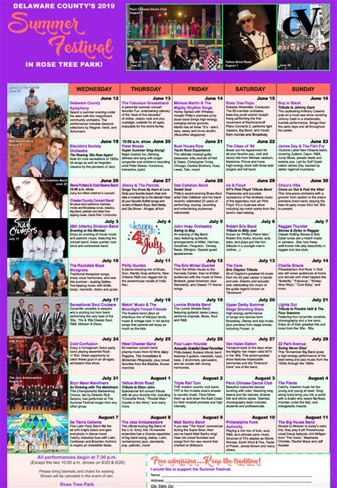 Rose Tree Park Events Calendar