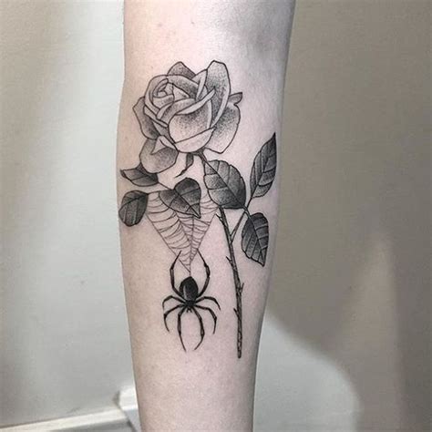 Rose and spider web tattoo by oscar moreno tattoos