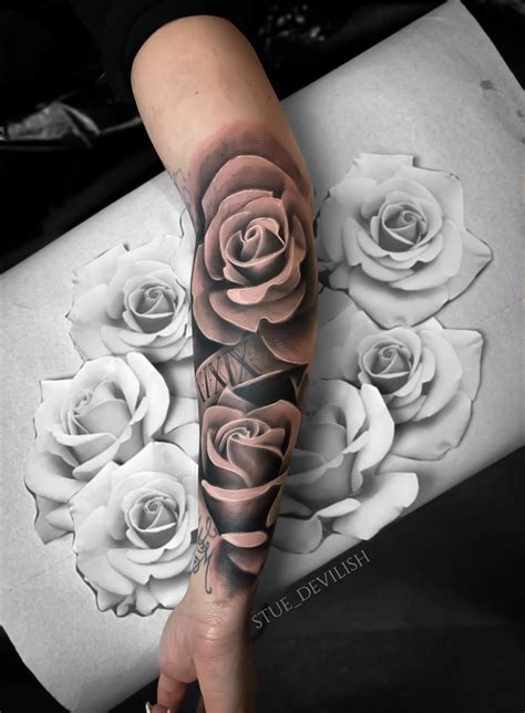 Rose Tattoo Upper Inner Arm