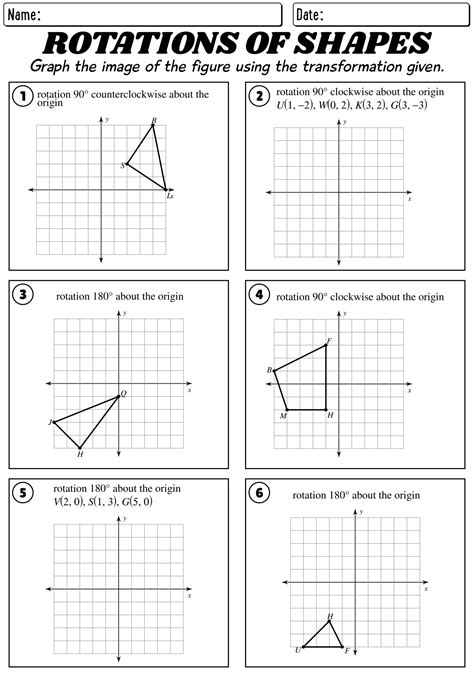 Rotation Worksheet 8Th Grade Math