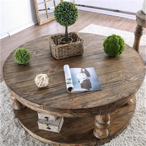Rustic Round Coffee Table Decor Rustic Baluster farmhouse Coffee Table distressed in 2020