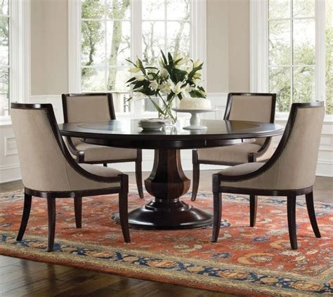 60-inch round dining table in a modern dining room