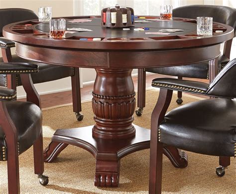 Round Mahogany Wood Game Table by Maitland Smith Furniture
