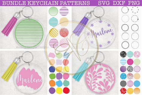 Download Round Keychain Pattern SVG Bundle Files for Cricut