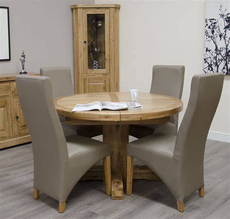 Rochester 120cm Round Extending Dining Table Oak Finish Top All Dining Ranges Fishpools
