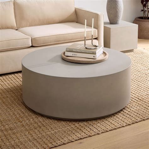 Round White Cement Coffee Table